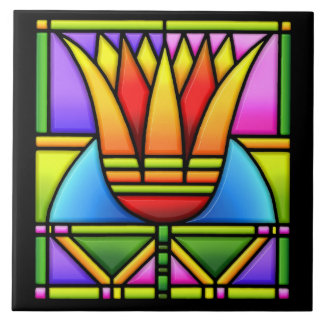 Buntglas-Tulpen-/Lotos-Design Fliese