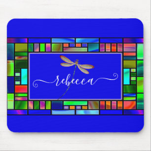 Buntglas und Libelle personalisierte Mauspaad Mousepad