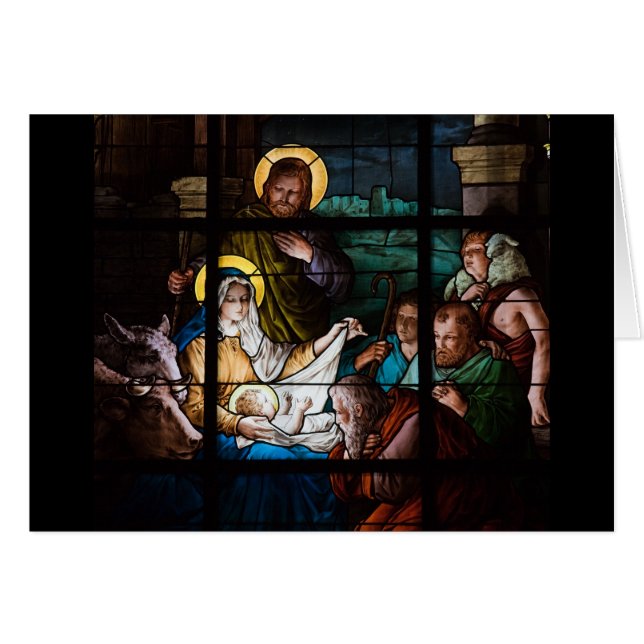 Buntglas-Weihnachtskarte (Vorderseite (Horizontal))