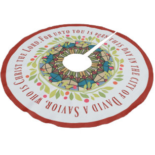 Buntglas-WeihnachtsKranzluke-2:11 Vers Polyester Weihnachtsbaumdecke