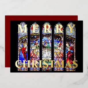 Buntglas-Weihnachtskrippe Frohe Weihnachten Folien Feiertagskarte