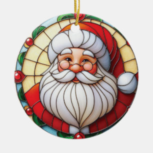 Buntglas-Weihnachtsmann-Feiertag Keramik Ornament