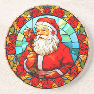 Buntglas-Weihnachtsmann-Weihnachtsbaumanhänger-676 Getränkeuntersetzer