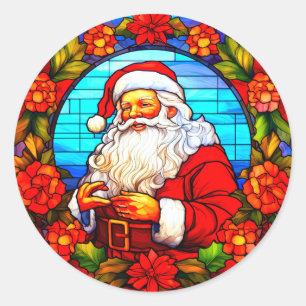 Buntglas-Weihnachtsmann-Weihnachtsbaumanhänger-676 Runder Aufkleber