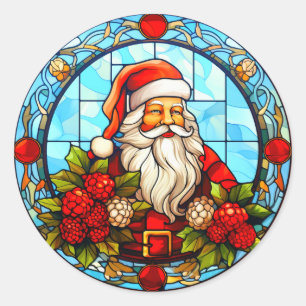 Buntglas-Weihnachtsmann-Weihnachtsbaumanhänger-676 Runder Aufkleber