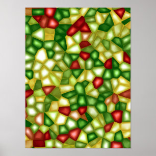 Buntglas-Weihnachtsmosaik Poster