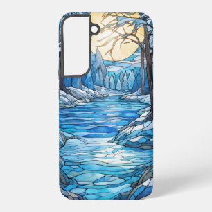 Buntglas-Winterlandschaft – Mondbeschienener Wald Samsung Galaxy Hülle