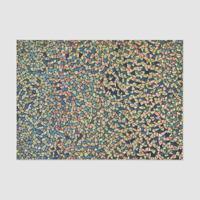 Buntglasart-Mosaikkunst im Blau und im Rosa Seidenpapier (Vorderseite)