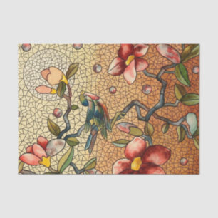 Buntglasartvogel auf einem blühenden Baum Seidenpapier