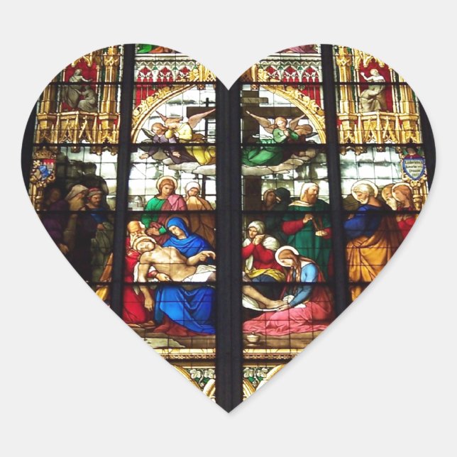 Buntglasbild Herz-Aufkleber (Vorderseite)