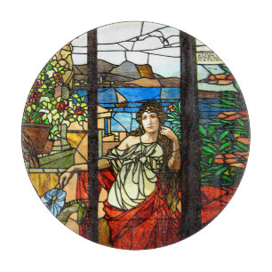 Buntglasblick mit Damensitzen Schneidebrett