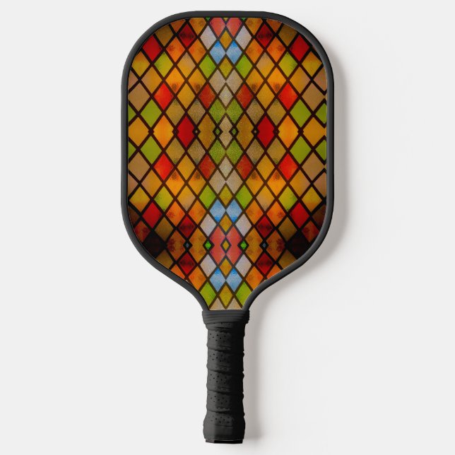 Buntglasfenster-Diamantmuster  Pickleball Schläger (Rückseite)
