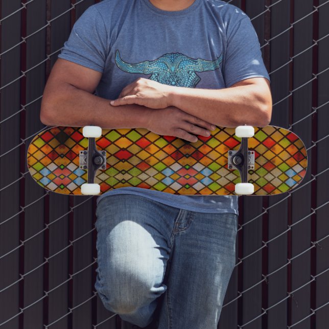 Buntglasfenster-Diamantmuster  Skateboard (Außenbereich 3)