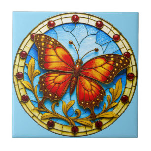 Buntglasfenster Schmetterling Fliese