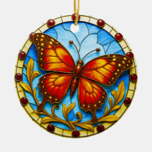 Buntglasfenster Schmetterling Keramik Ornament