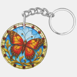 Buntglasfenster Schmetterling Schlüsselanhänger
