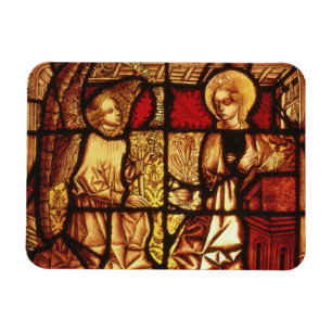 Buntglasfenster, welches die Ankündigung, G Magnet