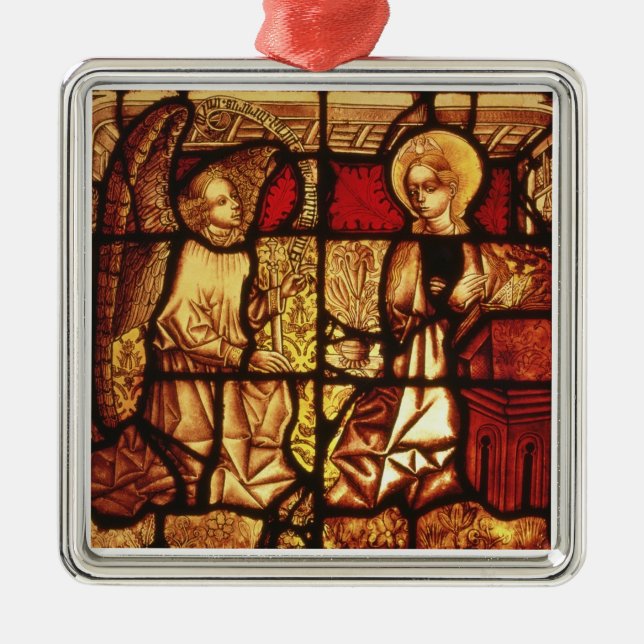 Buntglasfenster, welches die Ankündigung, G Silbernes Ornament (Vorne)