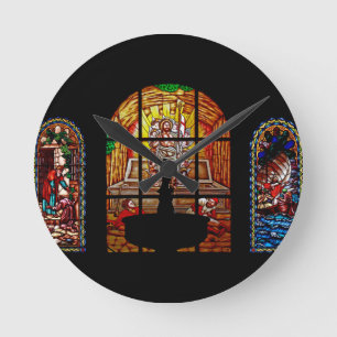 Buntglasjesus Runde Wanduhr