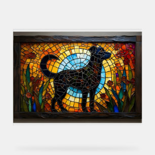 Buntglasmosaik eines Hundes mit lebendigen Farben Acrylschild