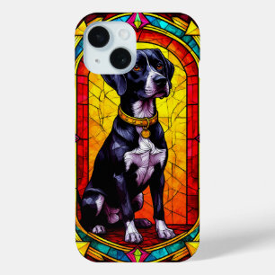 Buntglasporträt eines Hundes mit Goldkette Case-Mate iPhone Hülle