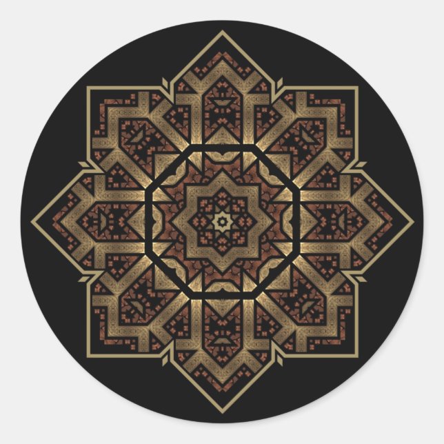 Buntglasstar Runder Aufkleber (Vorderseite)