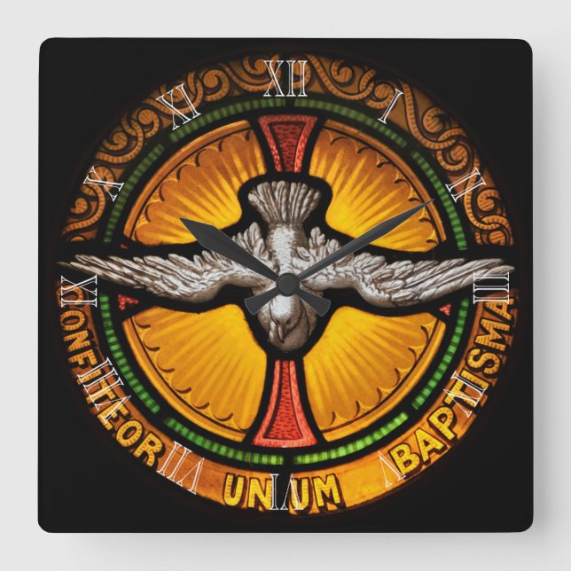 Buntglastaube Quadratische Wanduhr (Vorderseite)