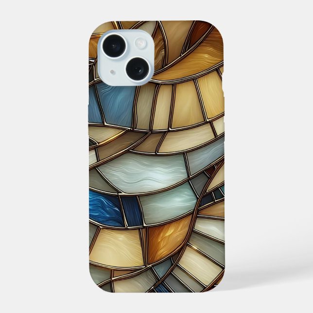 Buntglaswellen iPhone 15 Hülle (Rückseite)