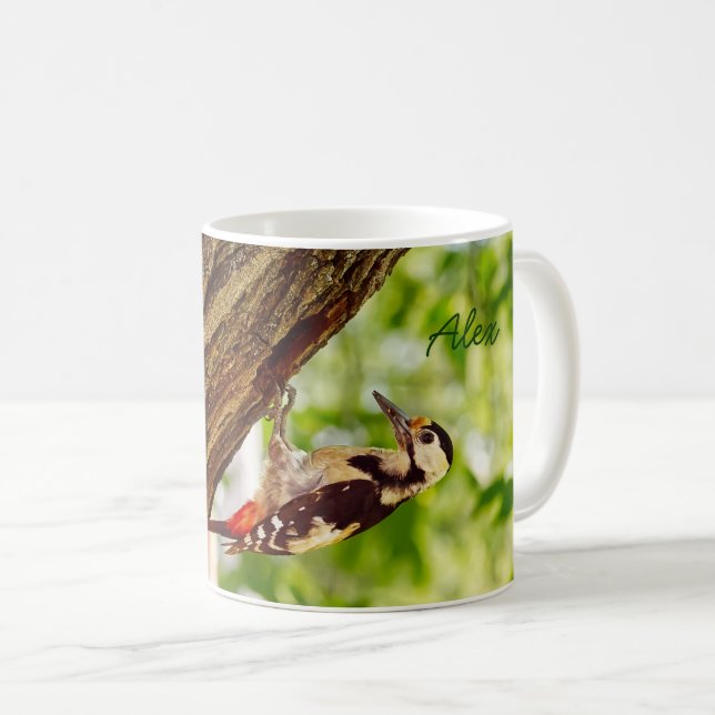 Buntspecht-Vogelporträt Kaffeetasse (VorderseiteRechts)