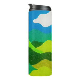 Buntstift Abstraktes Landschaft Blau Himmel Thermosbecher