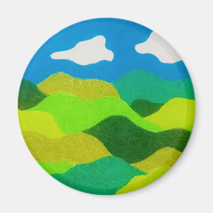 Buntstift Abstraktes Landschaft Blaues Himmel  Magnet