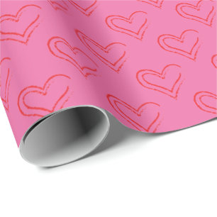 Buntstift-Herzen auf rosa Valentinstag-Geschenkpap Geschenkpapier
