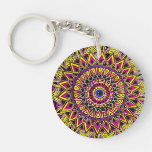 Buntstift Lila Gelb Mandala Postkarte Schlüsselanhänger