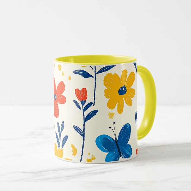 Buntstift- und Schmetterlingsblumen   Tasse (VorderseiteRechts)