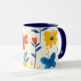 Buntstift- und Schmetterlingsblumen Tasse