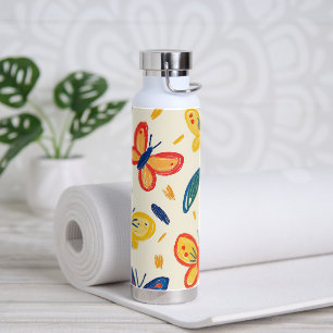 Buntstift- und Schmetterlingsblumen Trinkflasche