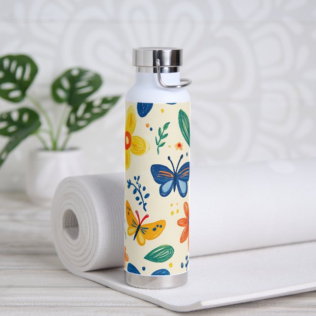 Buntstift- und Schmetterlingsblumen Trinkflasche (Yoga)