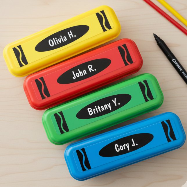 Buntstifte Farbige Schule Lehrer Schüler Name Etiketten (Crayon Colorful School Teacher Student Name Labels
)