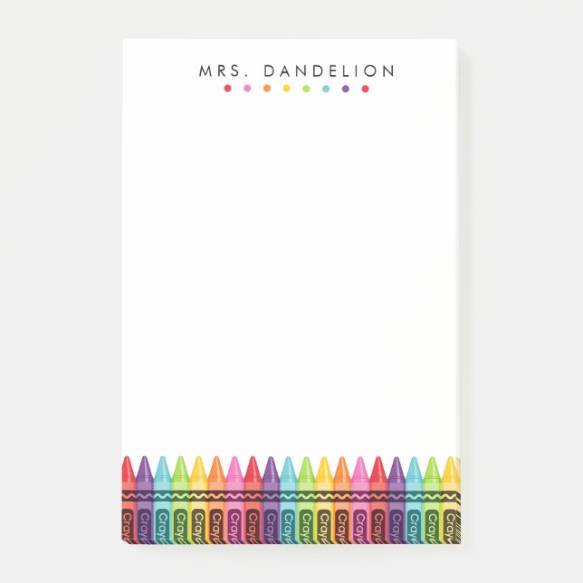 Buntstifte Regenbogen | Kindergarten-Lehrer Post-it Klebezettel (Vorderseite)