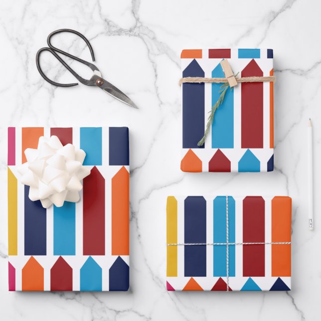 Buntstifte Schul-Lehrer Kinder Bunt Spaß Geschenkpapier Set (Vorderseite)