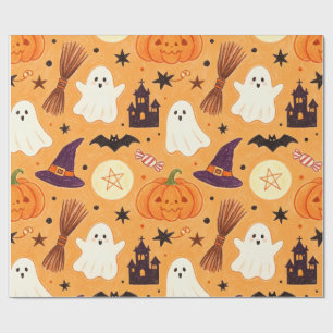 Buntstiftkinder zeichnen skurrile Halloween Geschenkpapier