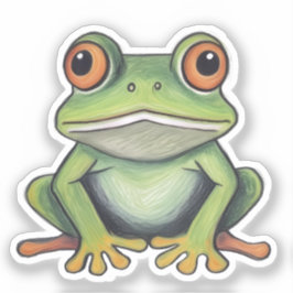 Buntstiftzeichnung Frosch Aufkleber
