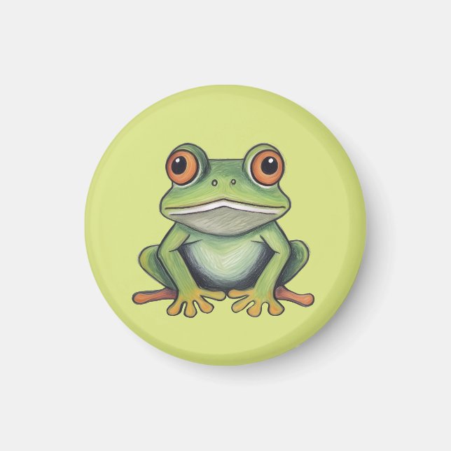 Buntstiftzeichnung Frosch Magnet (Vorne)