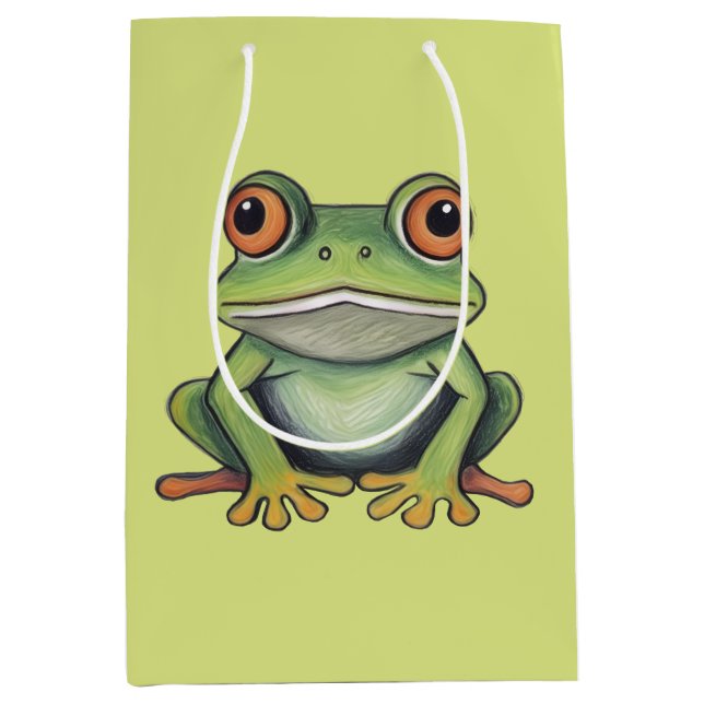 Buntstiftzeichnung Frosch Mittlere Geschenktüte (Vorderseite)