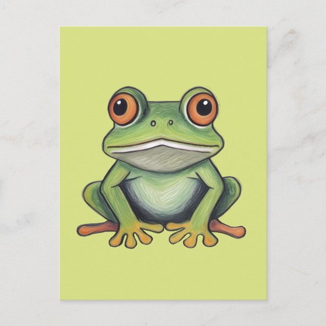 Buntstiftzeichnung Frosch Postkarte (Vorderseite)