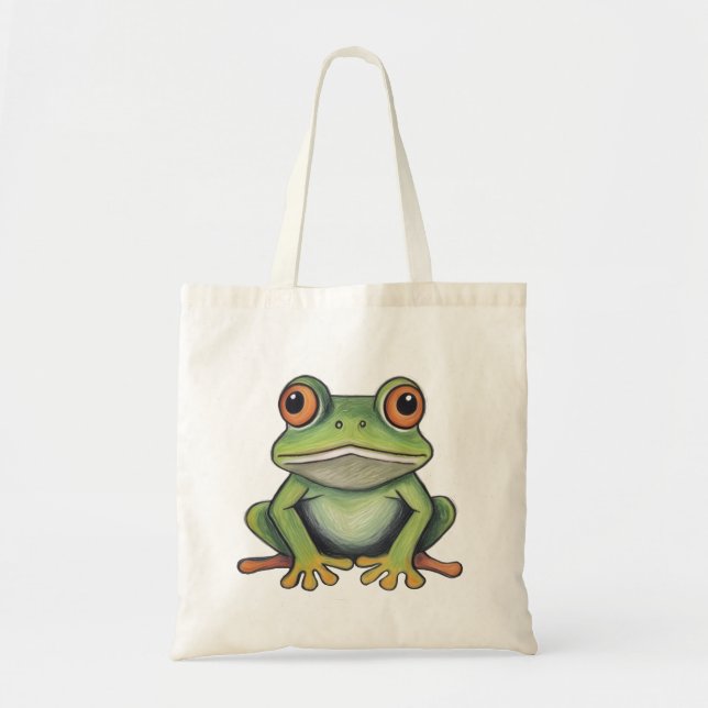 Buntstiftzeichnung Frosch Tragetasche (Vorne)