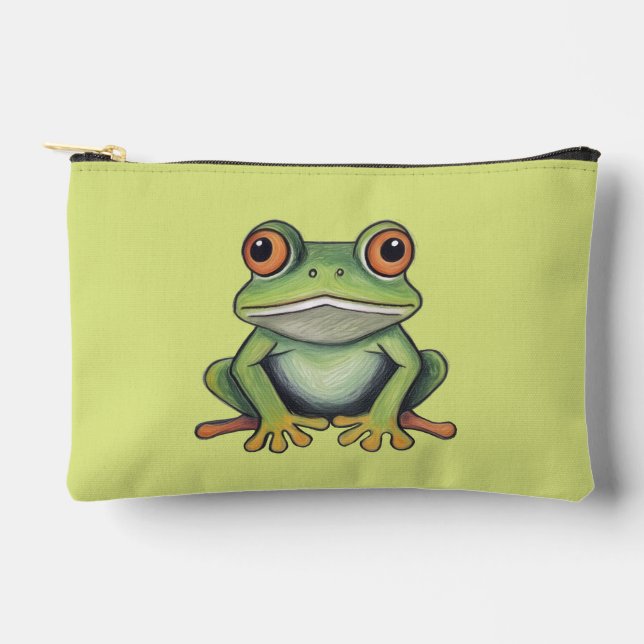 Buntstiftzeichnung Frosch Zubehörtasche (Vorderseite)