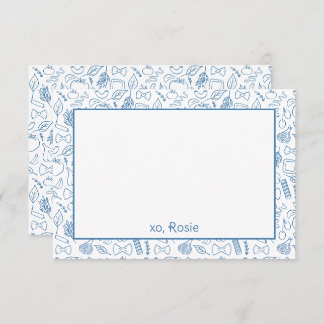 Buon Appetit Pasta Personal Stationery oder Dankeskarte (Vorne/Hinten)