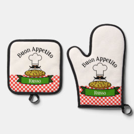 Buon Appetito italienisches Design Ofenhandschuh & Topflappen-Set