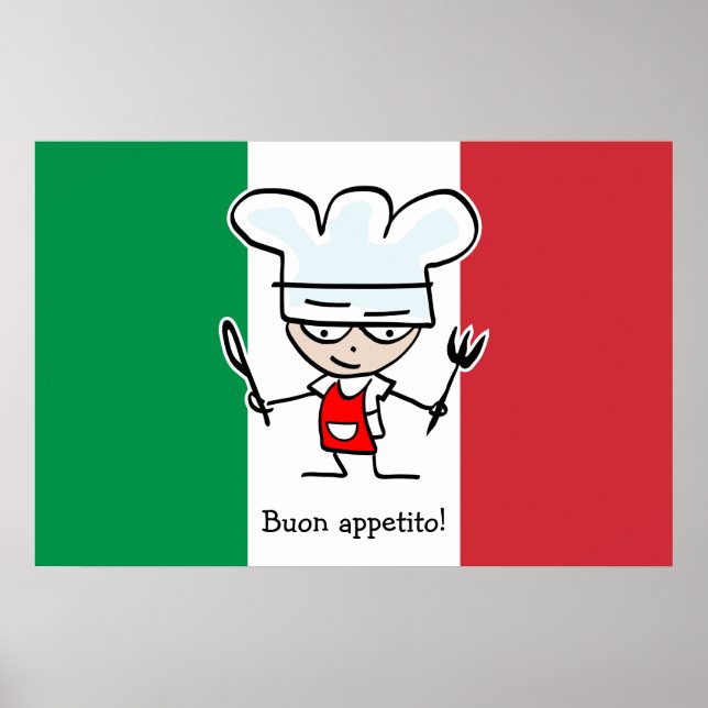 Buon Appetito Poster mit Cartoon auf italienischer (Vorne)